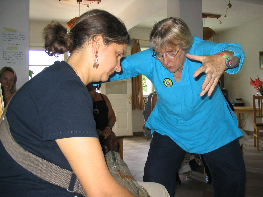 Sue working with participants during The Railway Boys project in Romania